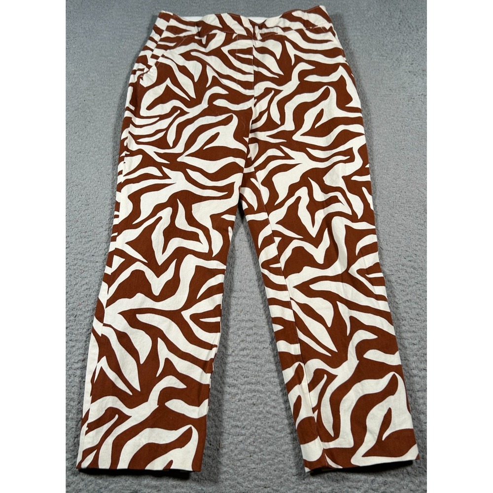 Spanx On The Go Printed Ankle Pants Womens PS (28x22) Cream Brown Zebra Straight